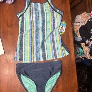 Colorful Striped Tankini Set